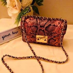 Michael Kors / Pink Python Crossbody Purse - Nice Condition